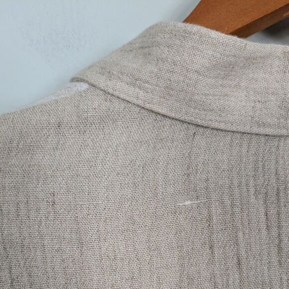 Vintage Cropped Jacket Top Brown M 90s Neutral Tan Natural Cream Floral Boho - Picture 6 of 12